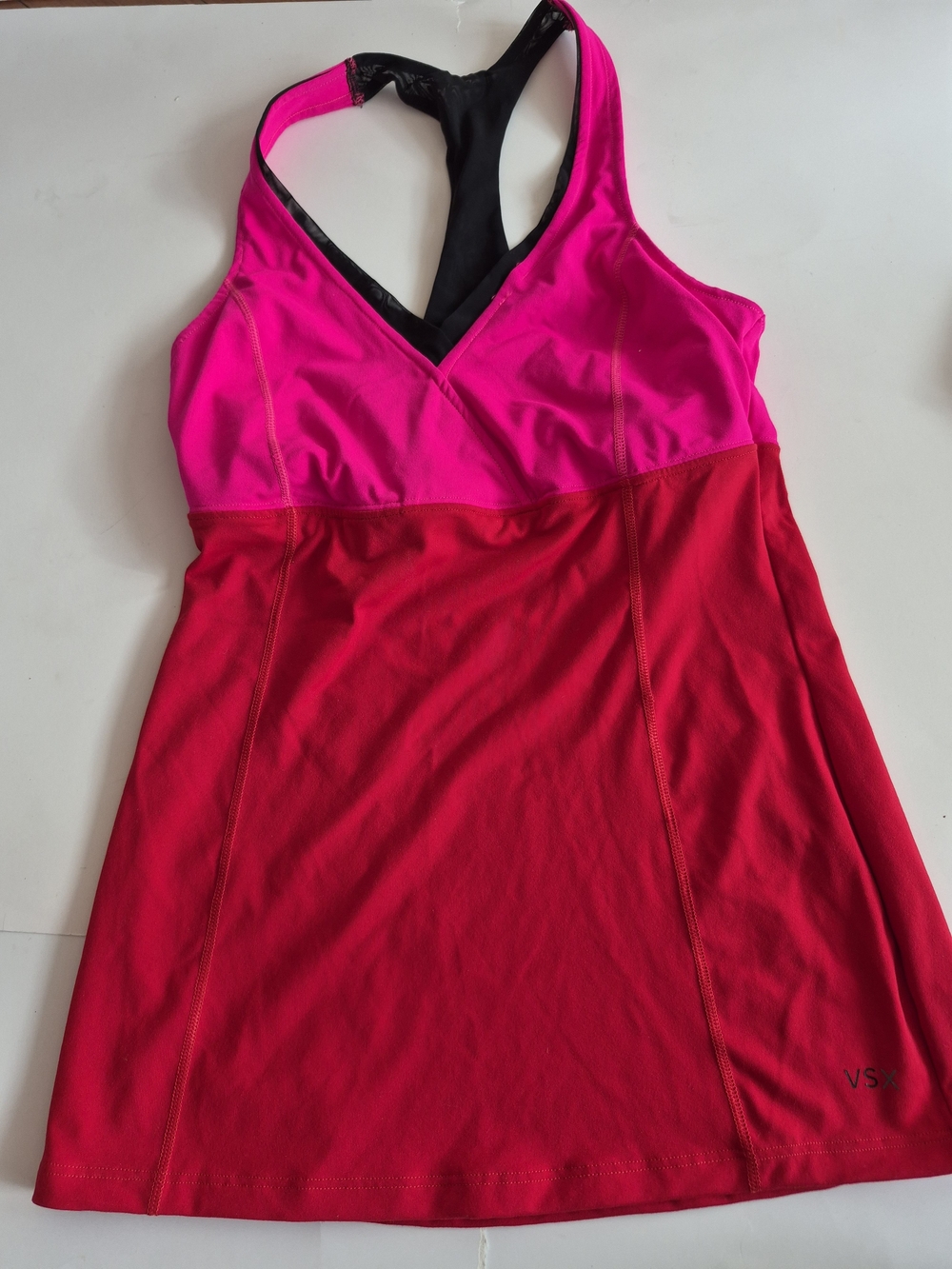 VSX Women's Two-Tone Red & Hot Pink Active Sleeveless Top Victoria's Secret NWOT
